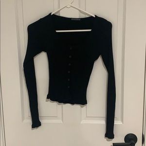 Brandy Melville Black Long Sleeve Button Up